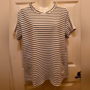 NWT embroidered shoulder open back top